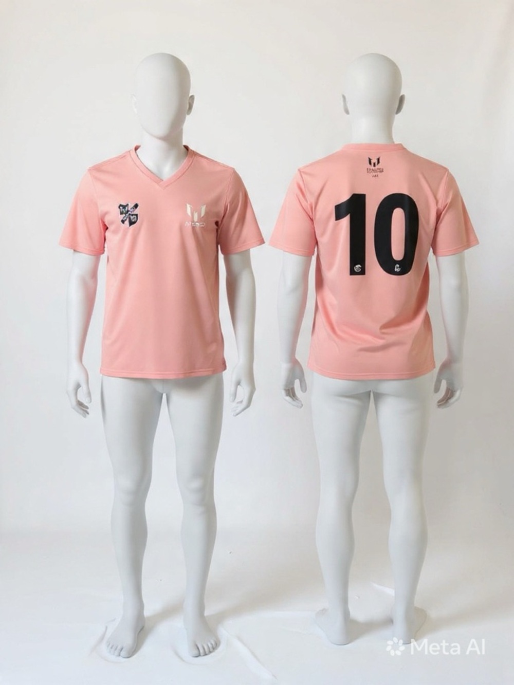 Messi- Men's Pink V-Neck Soccer Jersey with Number 10-  A22